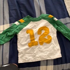 White and green long sleeve tee